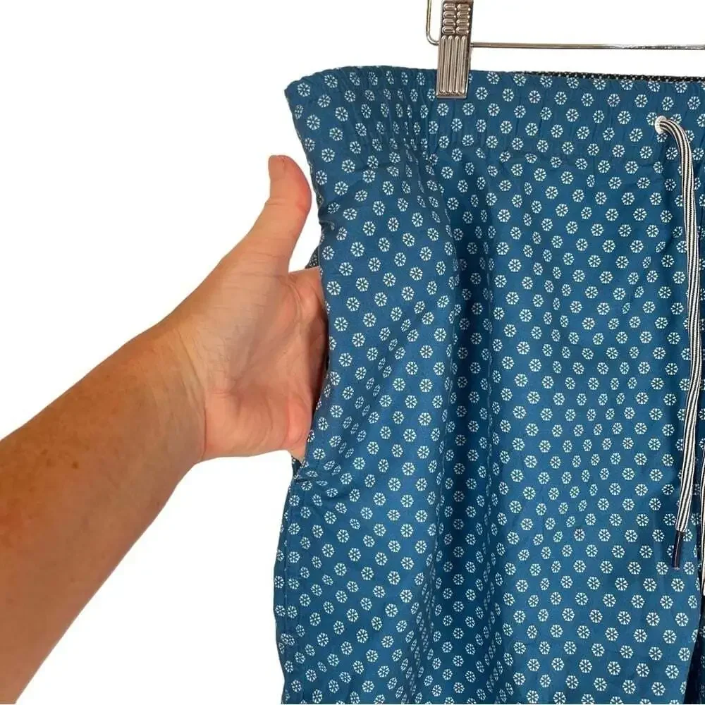 Ted Baker London Swim Trunks Blue Fish Floral Lined Pockets X-Large Vacation